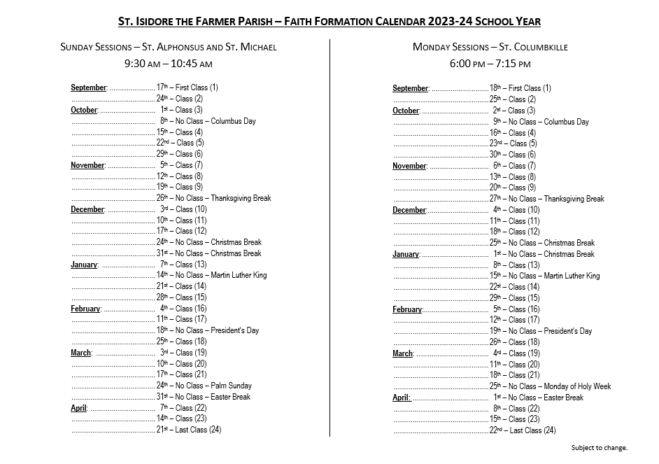 FAITH FORMATION GRADES 1 8 St. Isidore the Farmer Pittsburgh, PA